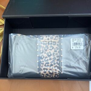 Michael Kors Black and Leopard Print Wallet/Clutch